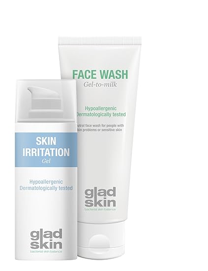 Gladskin Skin Irritation Gel 30ml & Face Wash 75ml Cleansing Set (Kombi-Packung) - beugt Entzündungen vor, lindert Reizungen 