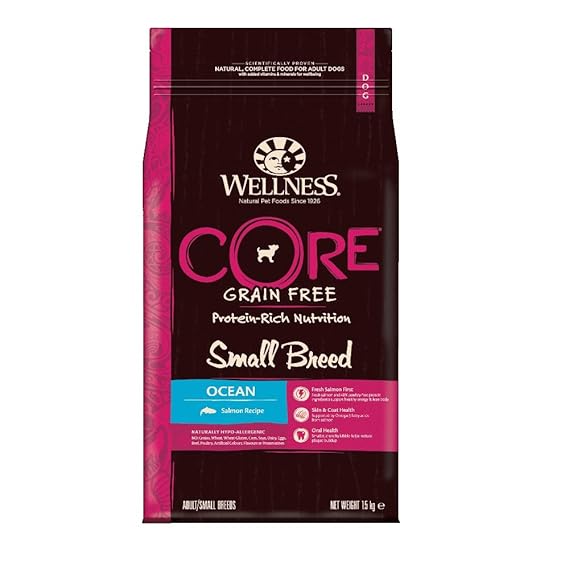 Wellness CORE Dog Dry GrainFree Food, Small Breed Ocean Salmon, 1.5 kg