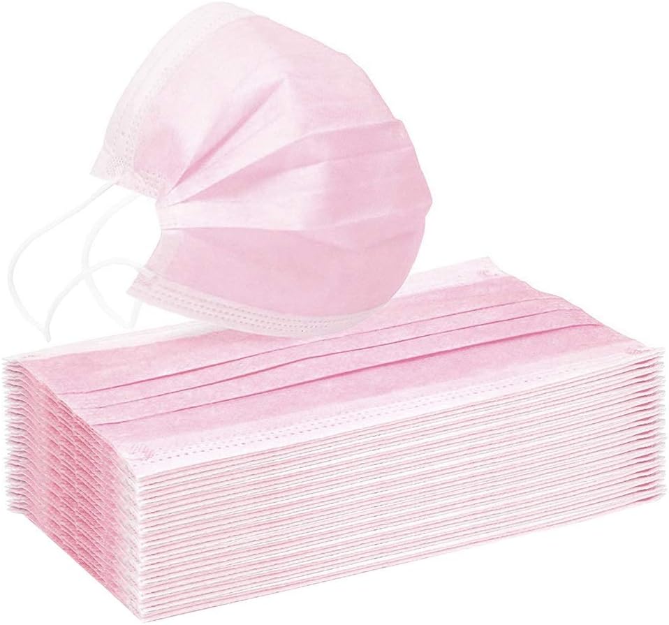 10pcs/50pcs Surgical Face Cover with EarLoops - Medical/Dust / 3 Ply Anti-Pollution Dust Cover Pink