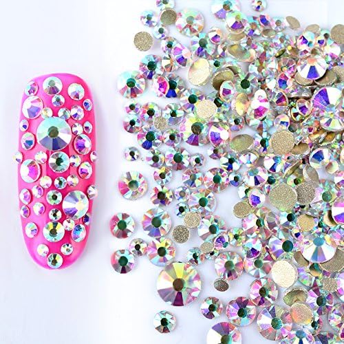 3600pcs 1.5mm - 5mm Resin Crystal Nail Art Mixed Flatbacks Rhinestones Gems Mix (Crystal AB)