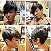 HOTKIS Human Hair Short Black Wig With Bangs Short Human Hair Wigs For Women Short Black Straight Wigs (Long Bangs-1b#)