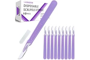 LABAIDER Scalpel Blades #10 Dispoable Steriled Surgical Knife for Biology Anatomy, Dermaplaining, Podiatry, Practicing Cutting, Medical Student, Sculpting, Repairing, Crafts