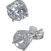 Oro Leoni 14K White Gold Cubic Zirconia 7mm Round Stud Earrings