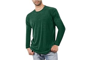 GENERIC Mens Long Sleeve Pajama Shirt Crew Neck Plain T-Shirt Fall Fashion Soft Comfort Pullover Loose Fit Lightweight Blouse