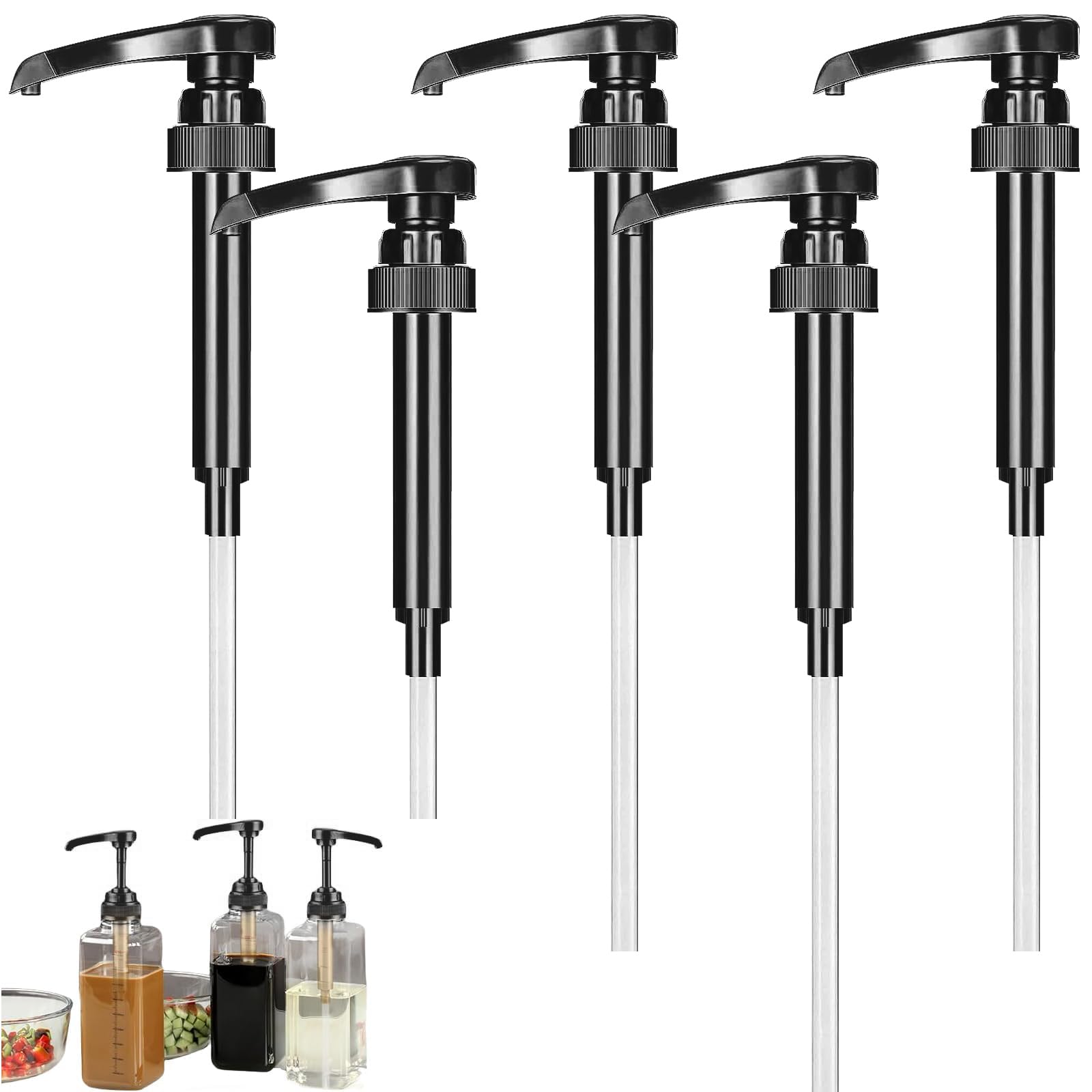 5 Pack Syrup Pump Dispenser Reusable Coffee Syrups Pumps for Most 750ml Bottles Home Cafes and Drinking Houses