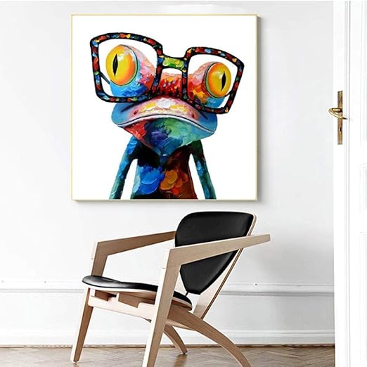 Amazon Com Liuqidong Cute Frog Graffiti Art Canvas Paintings Abstract Animals Posters And Prints On Canvas Wall Art Picture Room Decor 40x40cm Frameless Posters Prints