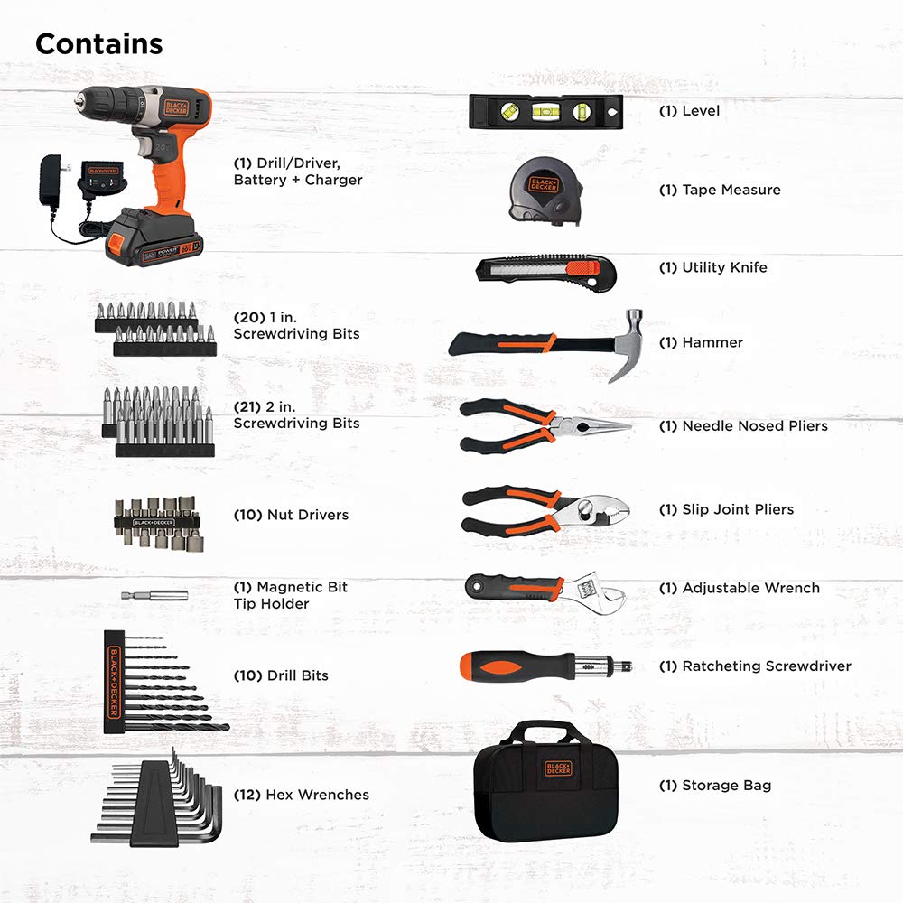 beyond by BLACK+DECKER Home Tool Kit with 20V MAX Drill/Driver, 83-Piece (BDPK70284C1AEV)
