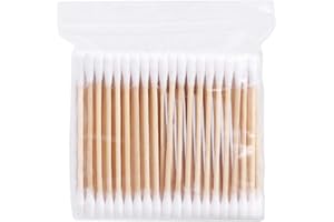 100 Count Cotton Swabs with Wooden Stick Tip Round Buds for Makeup Ears Dabs Nails Eyes Nose