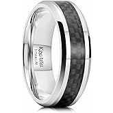 King Will GENTLEMAN 7mm Mens Titanium Wedding Ring Carbon Fiber Inlay Engagement Ring Black/Silver/Gold/Blue Promise Ring For Him Comfort Fit