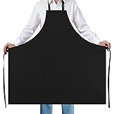 RRBXIA Black Extra Large Apron for Men Adjustable Bib Aprons with 2 Pockets Women Chef Cooking Kitchen Water & Oil Resistant