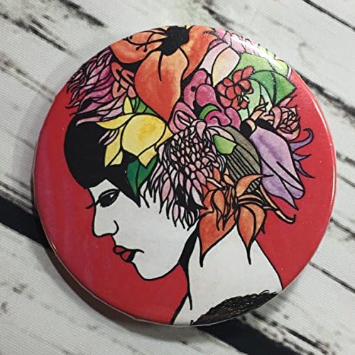 Bouquet - Floral Inspired Watercolor Painting - Pin Back Button, 2 3/4"