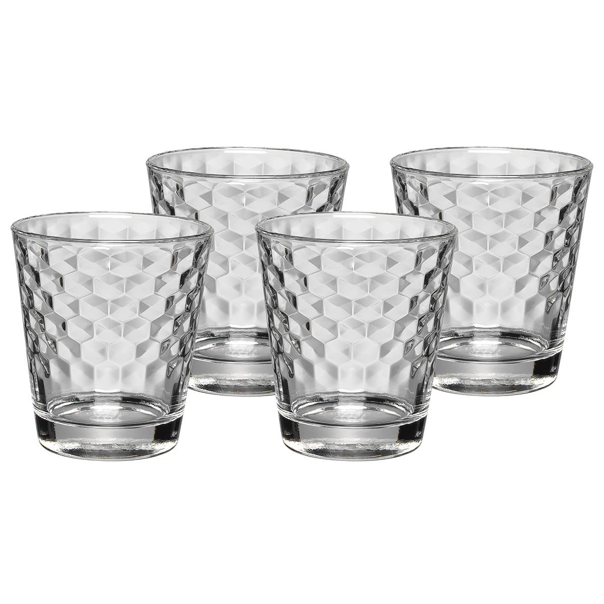 WMF Tumbler Glasses Set of 4 Tumblers with Honeycomb Structure Cocktail Long Drink Glass Heat Resistant Dishwasher Safe, Glass, transparent, 18 x 18 x 11 cm