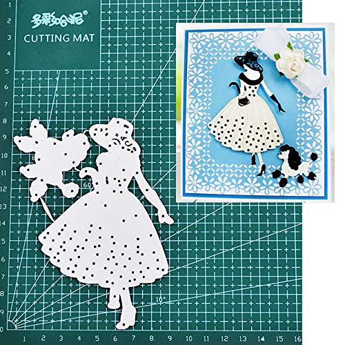 image for gootrades Cutting Dies for Card Making Lady with Dog,Metal Die Cuts Em