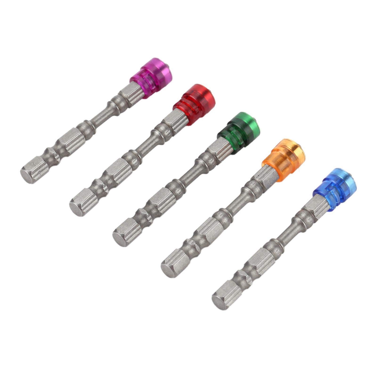 Drywall Screwdriver Bits, Akozon 5Pcs S2 Steel Magnetic Cross Head PH2 Screwdriver Bits Set Magnetic Drywall Bit Holder for Drywall Screws 1/4inch Shank(Mix Color)
