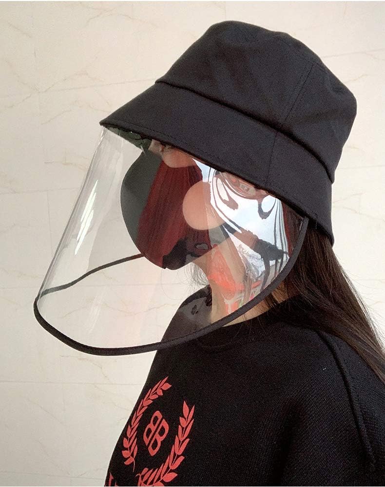 KOROBeauty Anti Saliva Protective Hat with Clear Face Shield Full Face Isolation Hat Anti-Pollution Bucket Hat Safety Hat 2in1 Protection Hat for Men Women Outdoor Camping Fisherman Hat