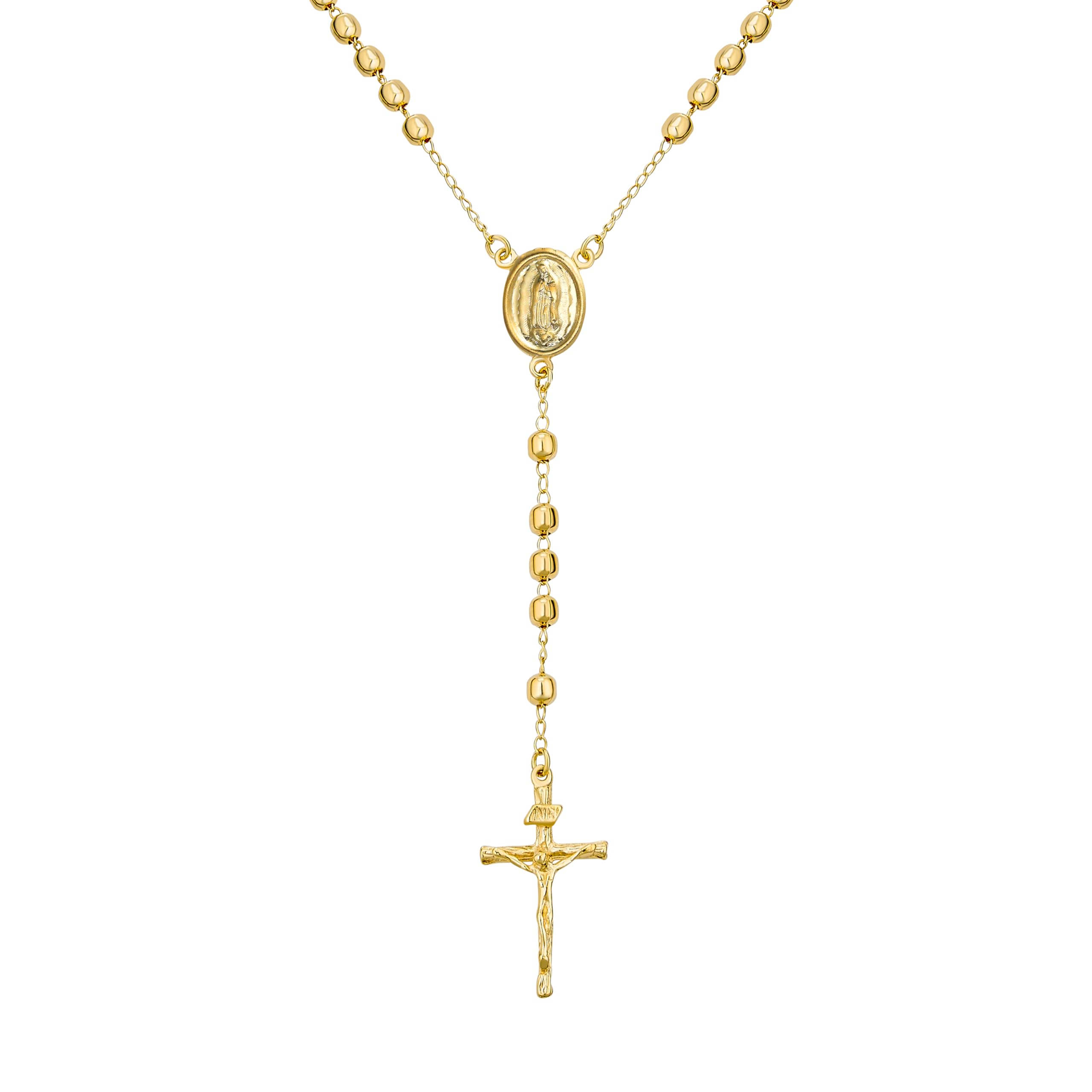 Bling Jewelry Prayer Rosario Crucifijo Beads Catholic Virgin Mary Rosary Beads Necklace For Women Teen Gold Plated Brass — image 1