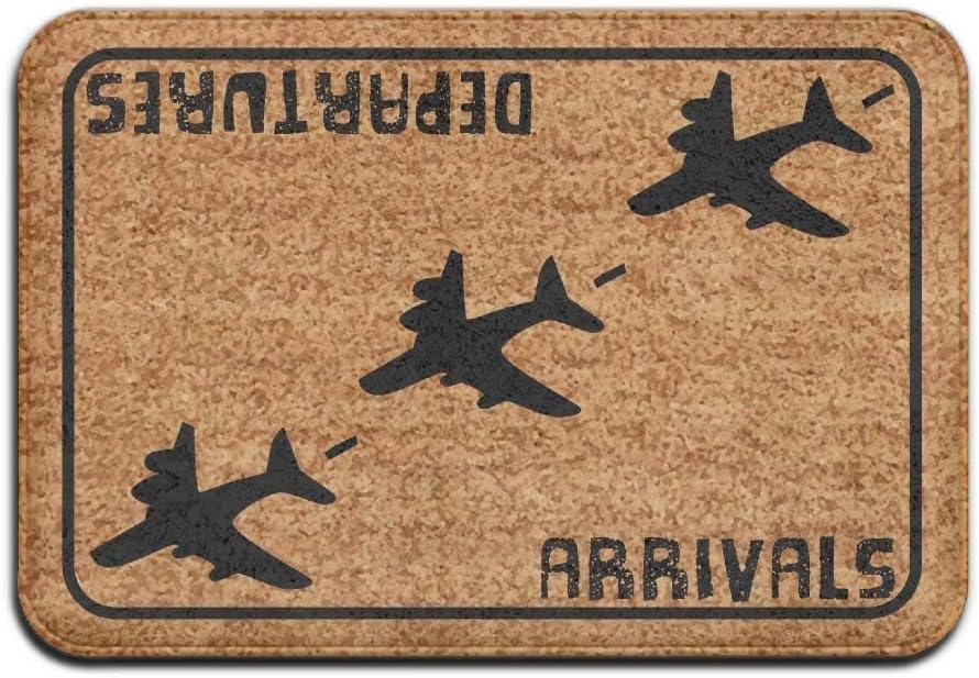 Ncutakuzvmru Non Slip Door Mat Outdoor,Arrivals Departures Aviation Hello Goodbye Super Absorbent Anti-Slip Mat Indoor/Outdoor Decor Rug Doormat 23.6(L) X15.7(W) Inch Home Decor