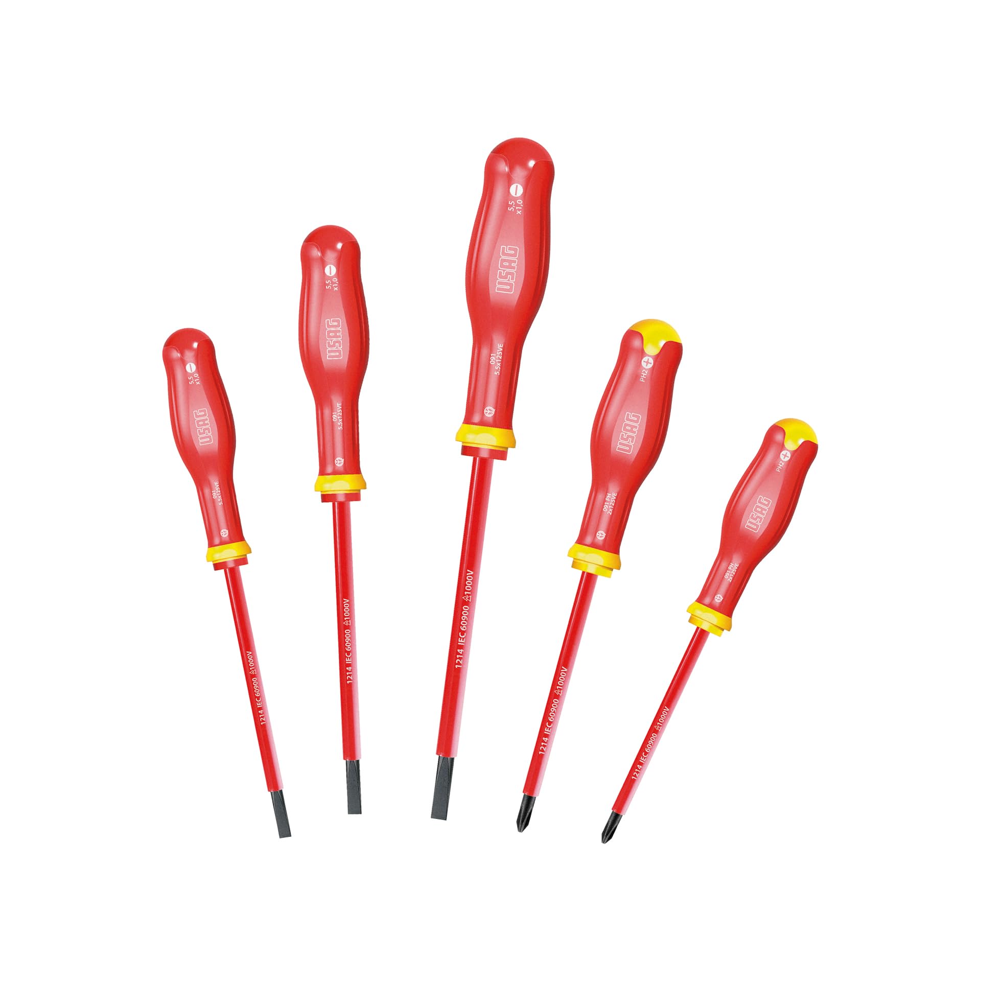 USAG U00910100 - 091 SH5 - Set of 5 screwdrivers for slot-head and PHILLIPS® screws - 1000 V — image 1
