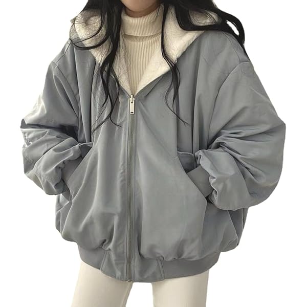 ZLSLZ Womens Winter Fleece Lined Loose Oversized Reversible