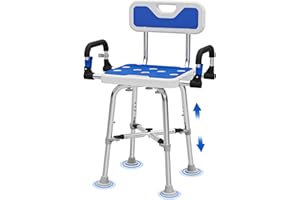 DrSuppor Shower Chair with Arms and Back for Seniors Elderly Handicap Disabled Or Bariatric Adults Heavy Duty 500 Lbs Adjustable Stool Bench Seat for Inside Shower Stall and Bathroom Bath Tub Chairs