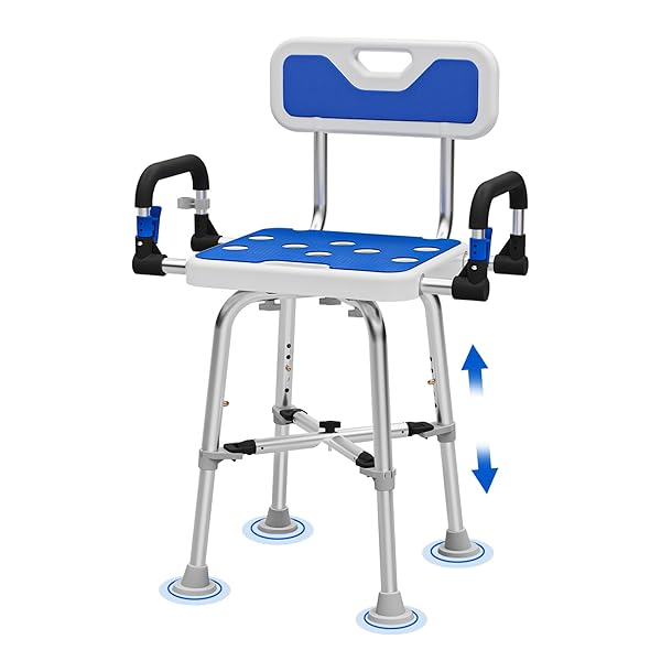 DRSUPPOR SHOWER CHAIR WITH ARMS AND BACK FOR SENIORS ELDERLY HANDICAP DISABLED OR BARIATRIC ADULTS HEAVY DUTY 500 LBS ADJUSTABLE STOOL BENCH SEAT FOR INSIDE SHOWER STALL,WHITE