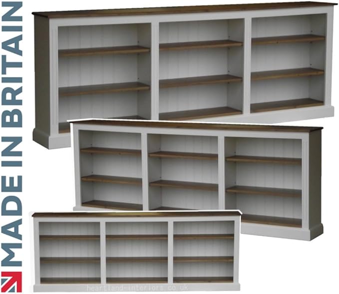 Heartland Pine 100 Solid Wood Bookcase, 3ft x 8ft White Painted