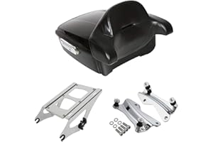 XMT-MOTO Vivid Black King Tour Pack Luggage Kit w/wrap-aroud backrest pad fits for Harley Davidson Touring Road King, Road Glide, Street Glide and select CVO models 2014-later