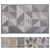 Indoor Doormat 20"x 31.5" Front Back Door Mat Rubber Backing Non Slip Door Mats Inside Floor Mud Dirt Trapper Mats Entrance Front Door Rug Shoes Mat Machine Washable Carpet (Grey:Magic Geome)