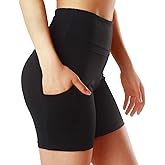 ChinFun Yoga Shorts for Women High Waist Tummy Control 4 Way Stretch Workout Running Shorts Side Pockets