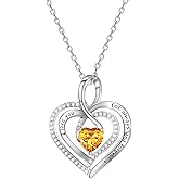 Cacupol Triple Heart with Infinity Birthstone Necklace for Women 925 Sterling Silver Palted White Gold Gifts for Wife Girlfriend Mom Women