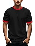 Zengjo Men's Ringer Tee Crewneck Athletic T Shirts