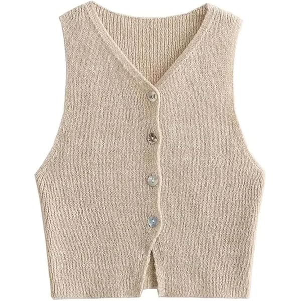 soerte Loose sleeveless knit サイズ1 Women's V Neck Sweater Vest Oversized Sleeveless Loose Knit