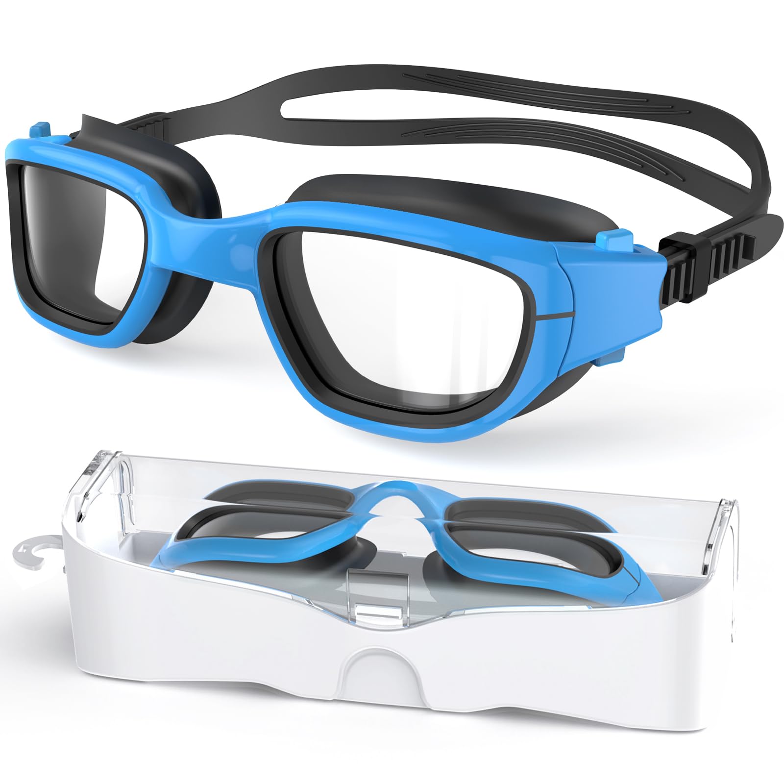 Zeligerstar Kids Swim Goggles,Swimming Goggles for Kids 6-14, Anti-Fog UV Protection Pool Glasses for Boys Girls (Light Blue/Blue+Clear Lens)