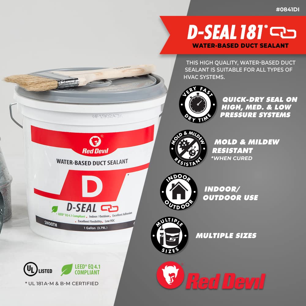 Red Devil 0846DS RD-DS 181 Acrylic Latex Duct Sealant, 10.1 oz, Gray, 1 Pack