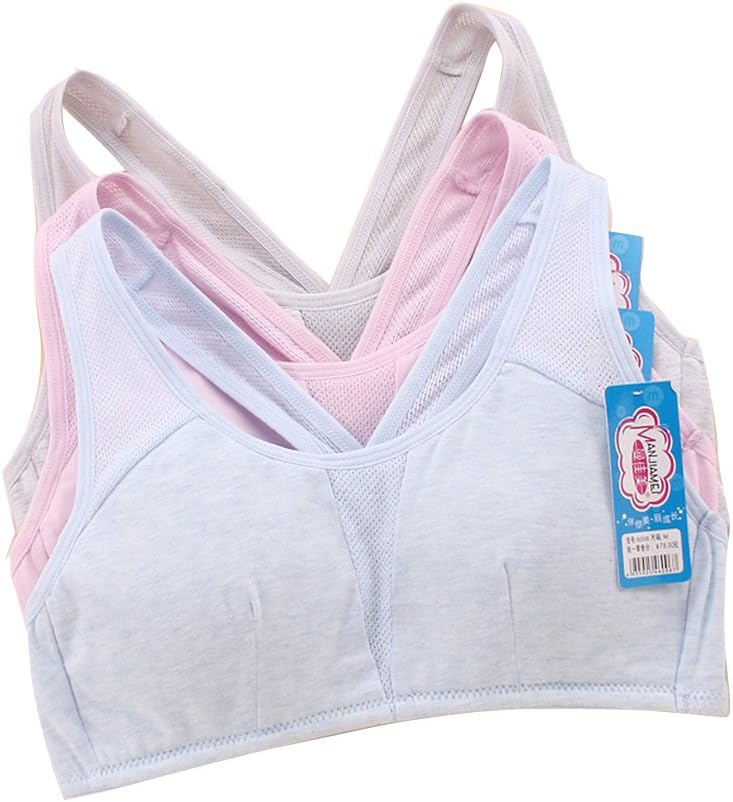 MANJIAMEI Women Girls Vast Underware Cotton Sports Training Yoga Bra Wire Free Solid