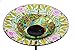 Evergreen Dragonfly Rose and Peacock Glass Bird Bath Bowl with Metal Stake - 10”Length x 10