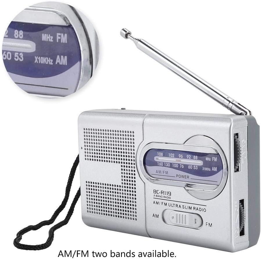 BC-R119 Portable AM FM Radio, Sized with Telescopic Antenna & Built-in Speaker, Compact Personal Radio for Home Travel - Image 3