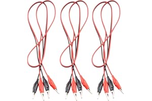 WOWOONE Eiechip Alligator Clips Electrical, Insulated Alligator Clips with Wires Test Cable Double-Ended Clips, Alligator Clips Insulated Test Leads Cable Black&red 3Groups 42inches