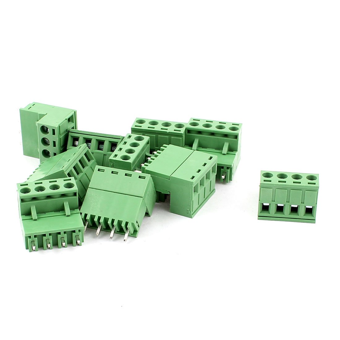 Sourcingmap AC 300V 10A 4 Pins PCB Screw Terminal Block 5.08mm Pitch 10 Pcs Green