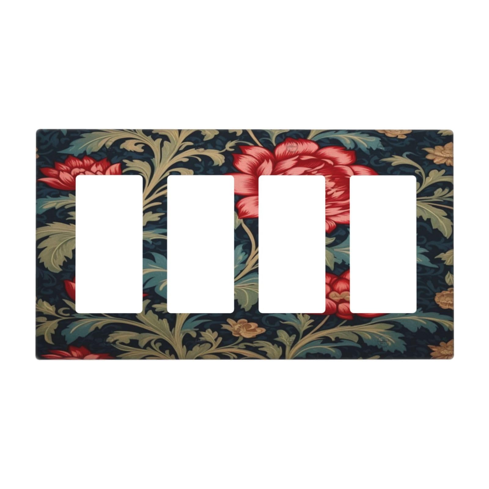 Tewujay Red Floral with Green Blue Leafy 4 Gang