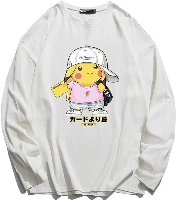 Amazon ポケットモンスター ポケモン ピカチュウ Pikachu アニメ 漫画 長袖 メンズ レディース Tシャツ 秋服 スポーツ おしゃれ かっこいい ロング丈 無地 大きいサイズ 快適 カジュアル プリント ファッション S Tシャツ カットソー 通販