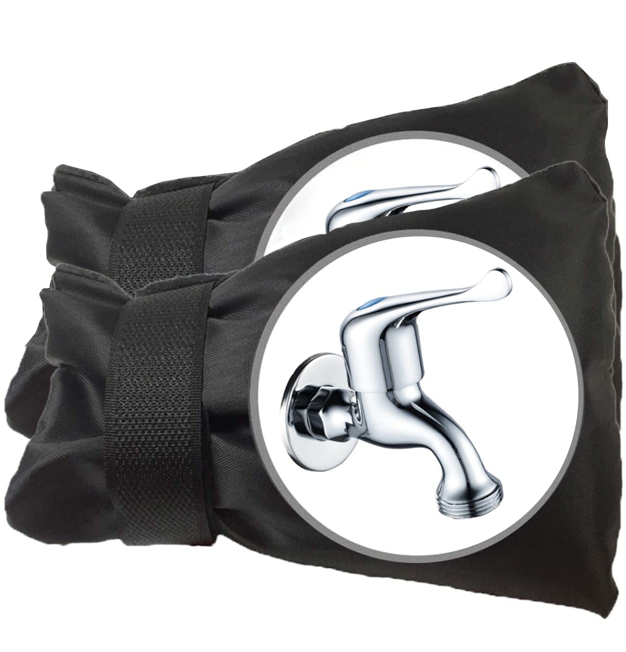 Photo 1 of [2 Pack] POROLIR Outdoor Faucet Covers for Winter, Upgraded Thicken 8.5" H x 6.1" W Outside Garden Faucet Socks for Freeze Protection Waterproof Reusable Insulated Spigot Cover, Black