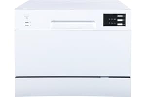 SPT SD-2225DW Compact Countertop Dishwasher/Delay Start-Energy Star Portable Dishwasher with Stainless Steel Interior and 6 Place Settings Rack Silverware Basket/Apartment Office Home Kitchen, White