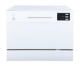 SPT SD-2225DW Compact Countertop Dishwasher/Delay Start-Energy Star Portable Dishwasher with Stainless Steel Interior and 6 Place Settings Rack Silverware Basket/Apartment Office Home Kitchen, White