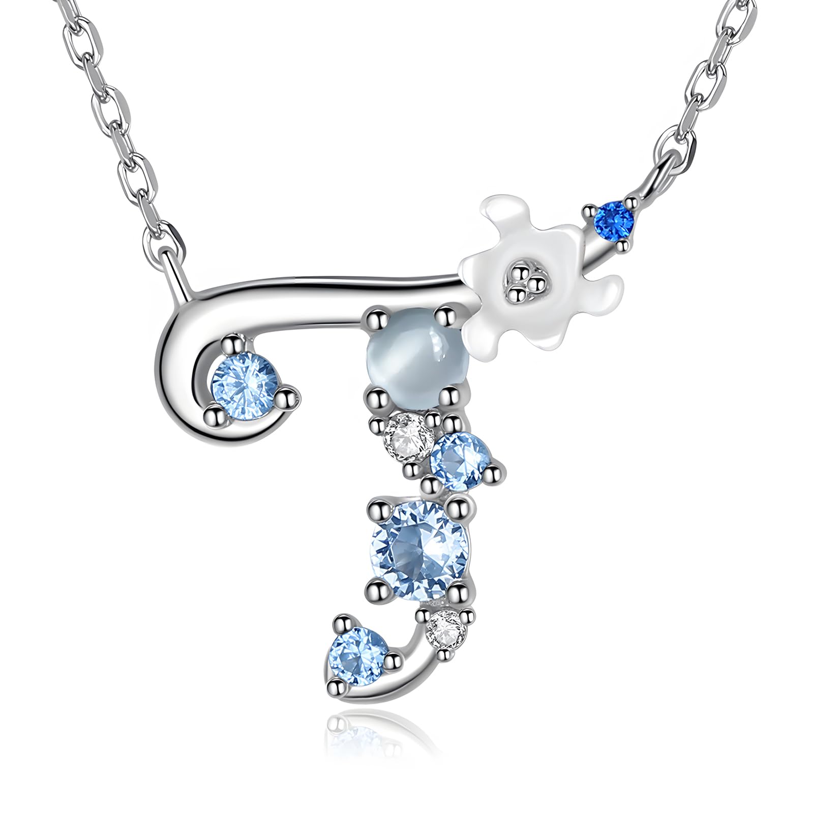 VIKI LYNN Letter T Initial Necklace 925 Sterling Silver Cubic Zirconia Personalised Gifts for Girls — image 1