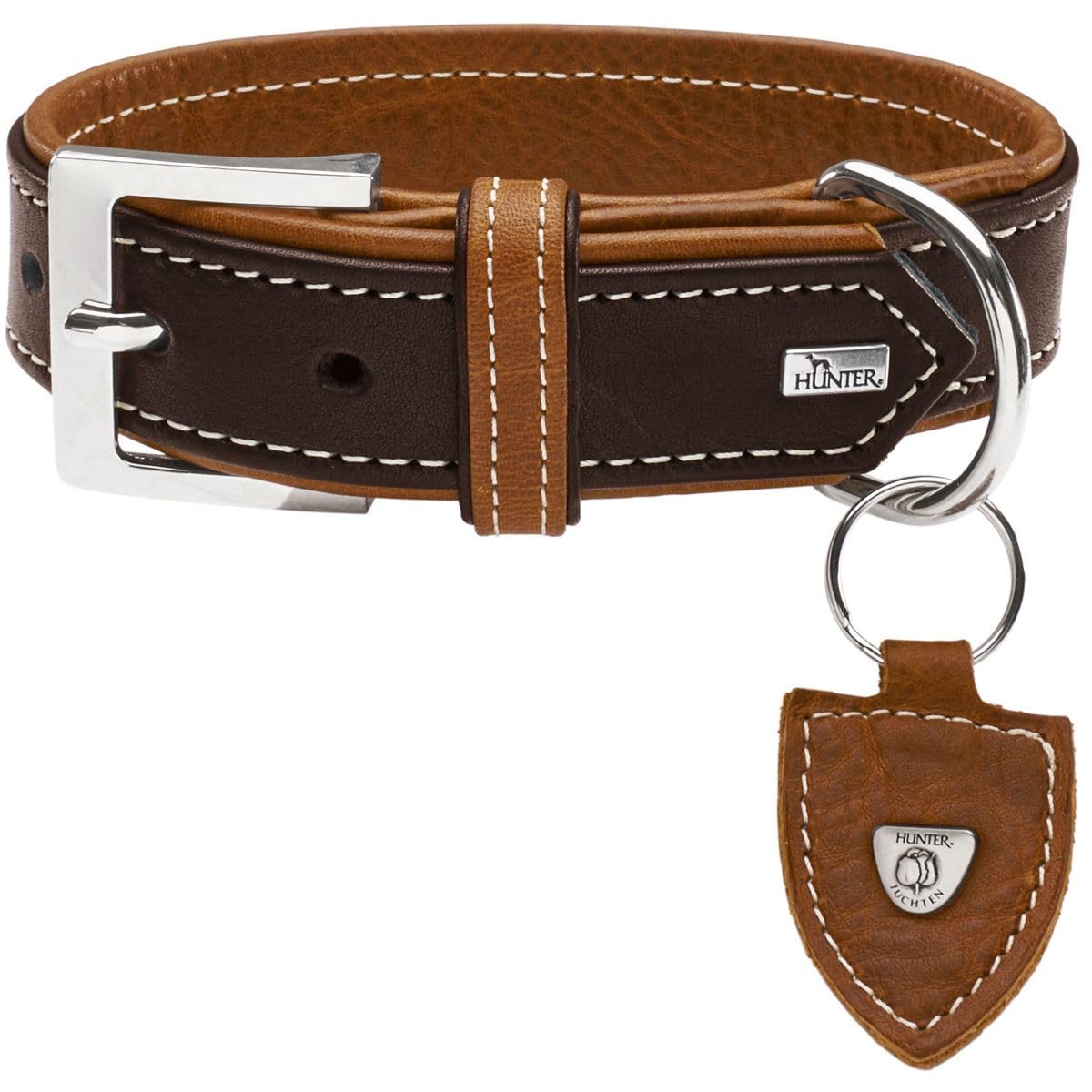 HUNTER Collar Tara Number 50 Juchten Leather, Dark Brown/Cognac
