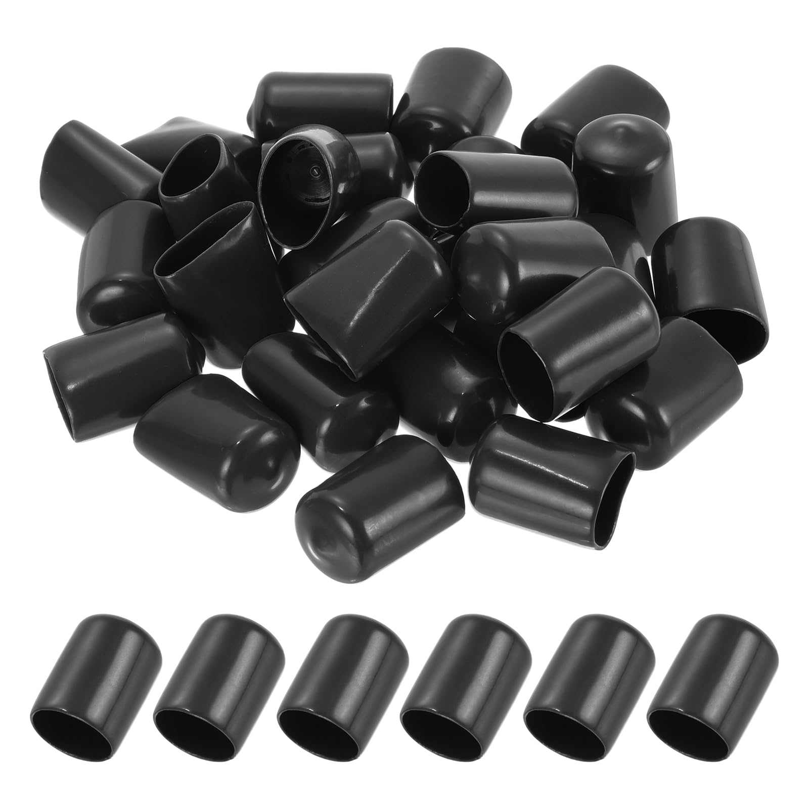 PATIKIL 18MM Vinyl Rubber End Caps, 20 Pack Flexible Bolt Screw Covers Caps Round Thread Protector Caps for Metal Tubing Rod Bolts, Black