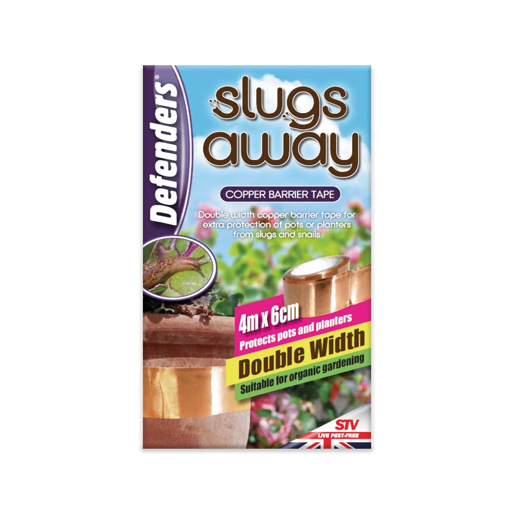 Defenders Slugs Away® Barrier Tape - 6cm x 4m - Double Width | Copper Tape for Slug and Snail Deterrent, Weatherproof Pest Control for Pots, Raised Beds & Gardens | Chemical-Free Protection