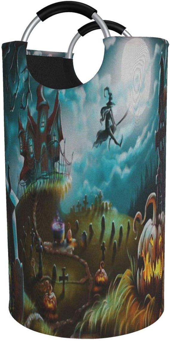 Ahdyr Cesto de lavandería Grande de 82L Noche de Halloween Misterio