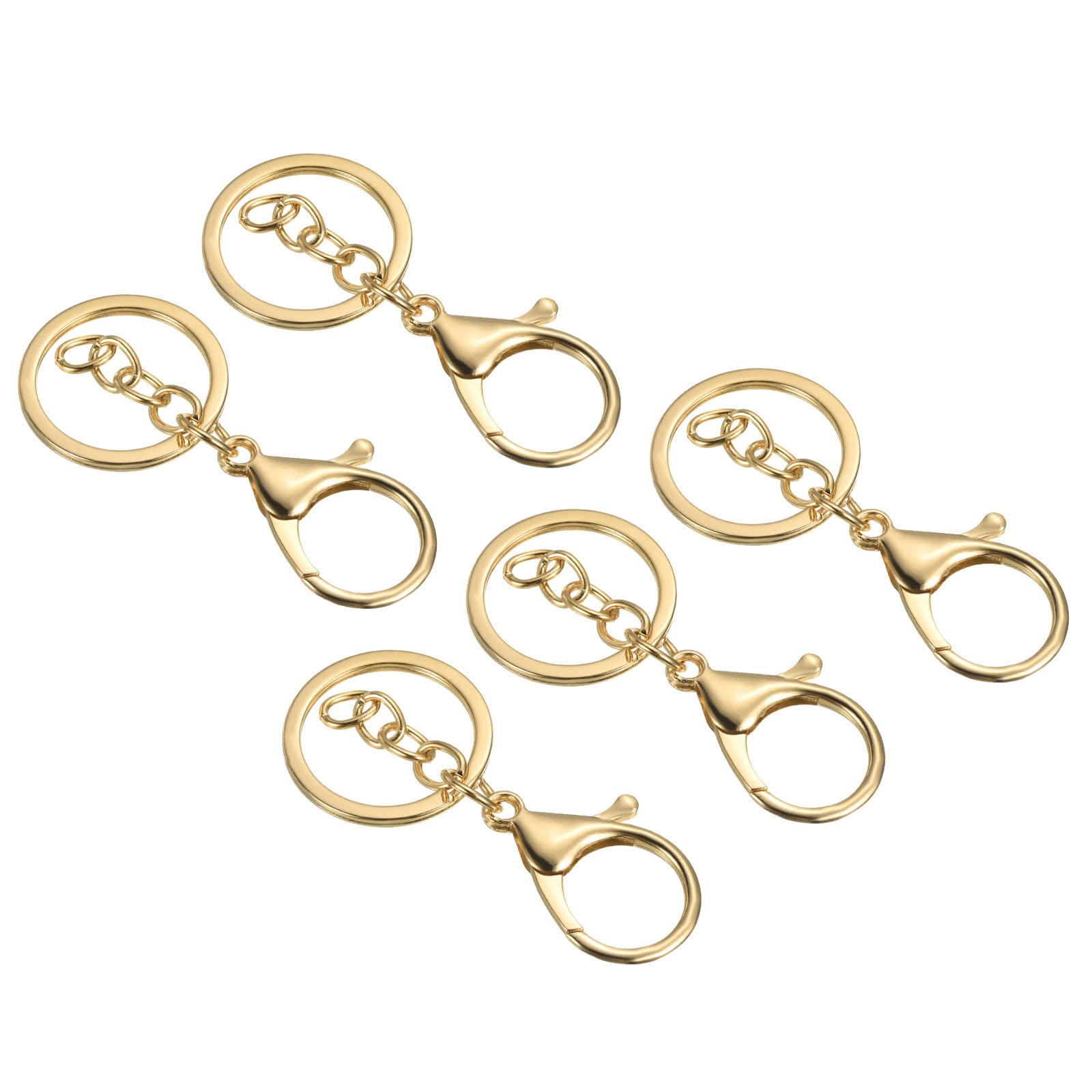 PATIKIL Key Chain Rings, 5 Pack Lobster Clasp Keyring Trigger Clip Keychain Holder for DIY Decorations, Gold